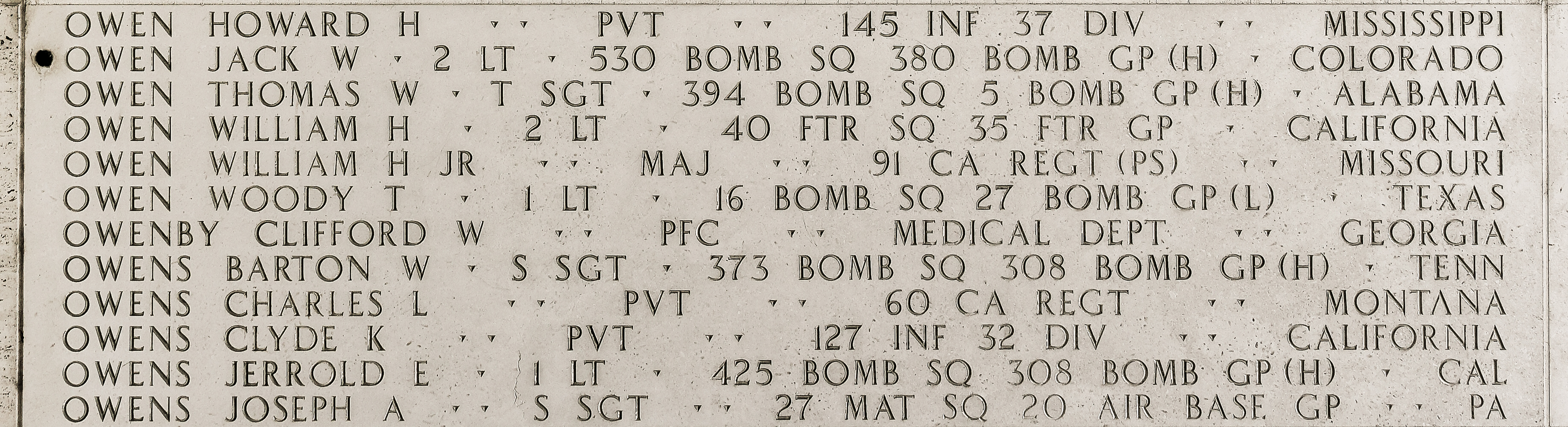 Woody T. Owen, First Lieutenant